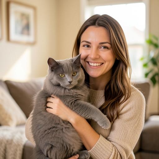 Monica, cliente NOVAIR, avec son chat